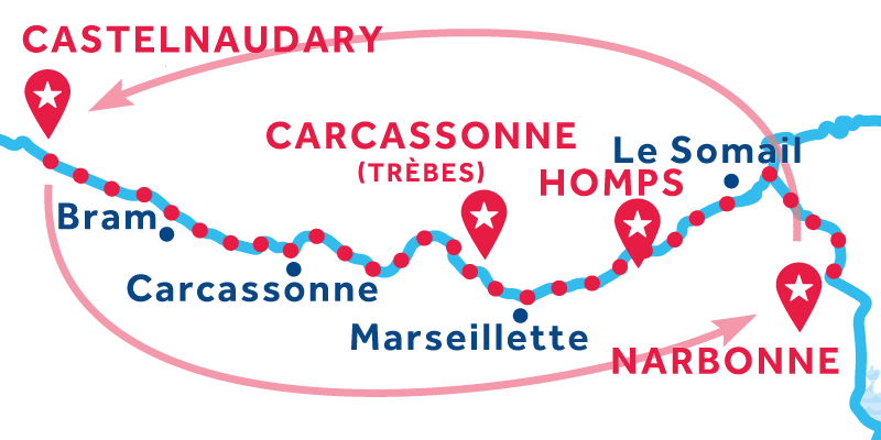 Narbonne RETURN via Carcassonne & Béziers